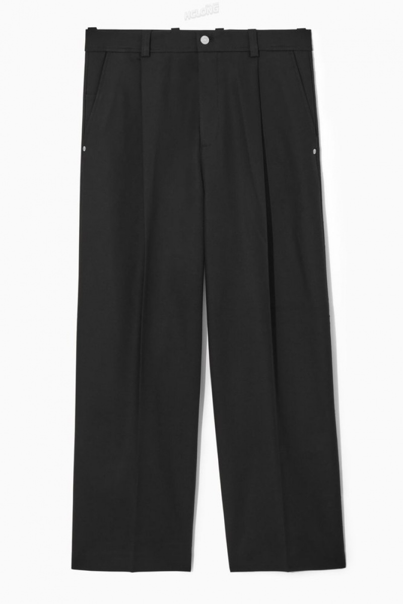 COS Larges-Leg Plissé Utility Pants Noir | 806572-IFD