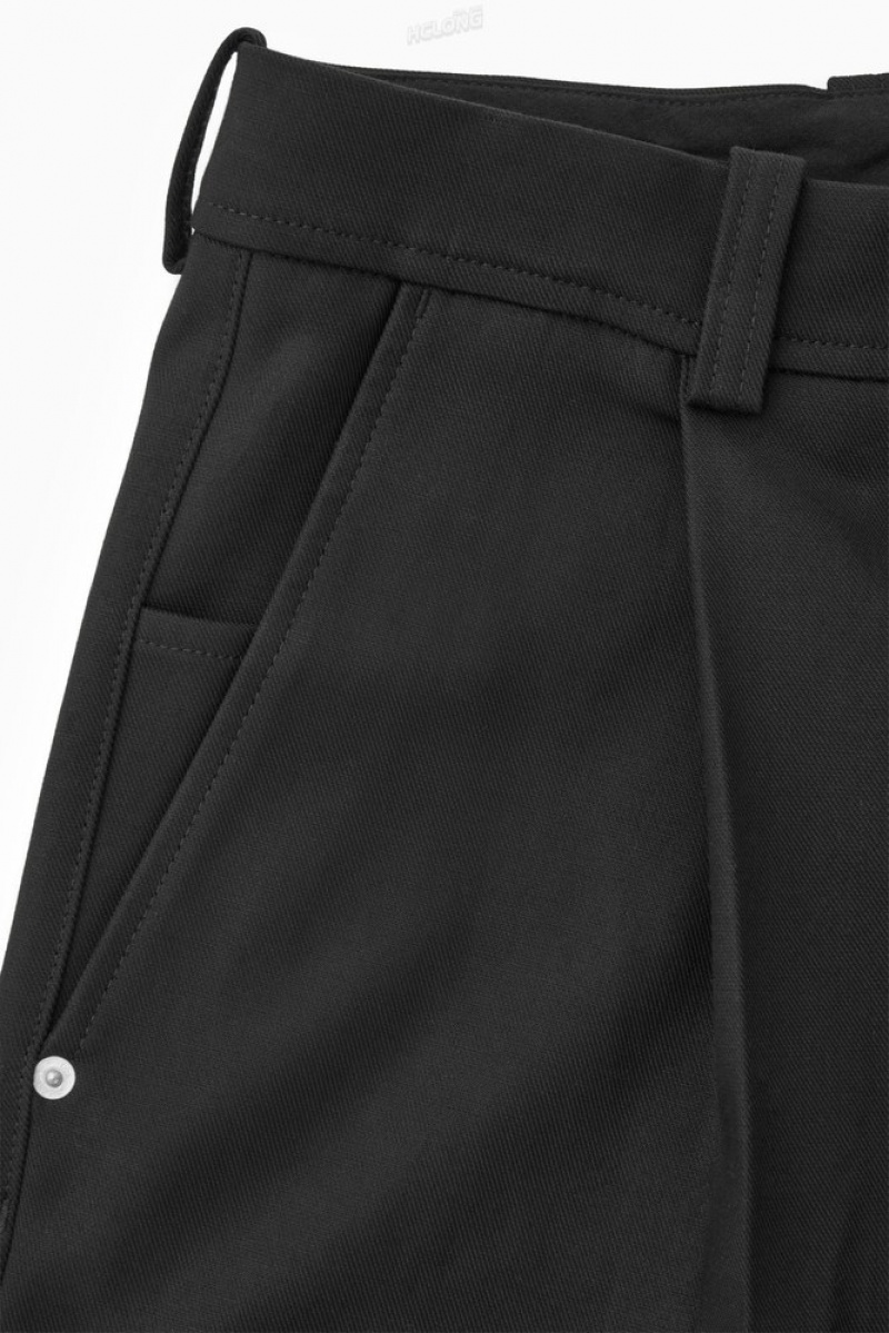 COS Larges-Leg Plissé Utility Pants Noir | 806572-IFD