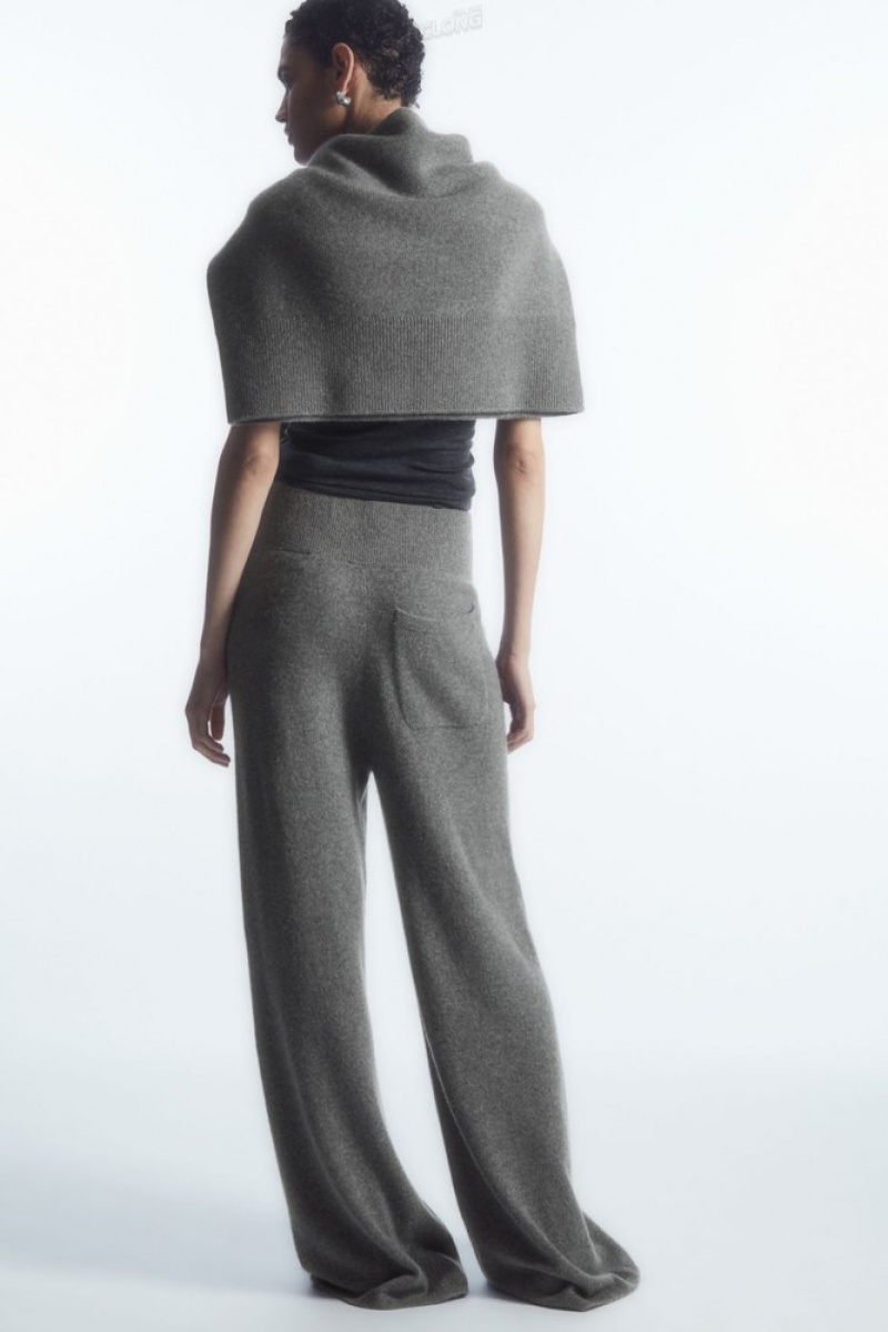 COS Larges-Leg Pure Cashmere Pants Gray | 239547-IQJ