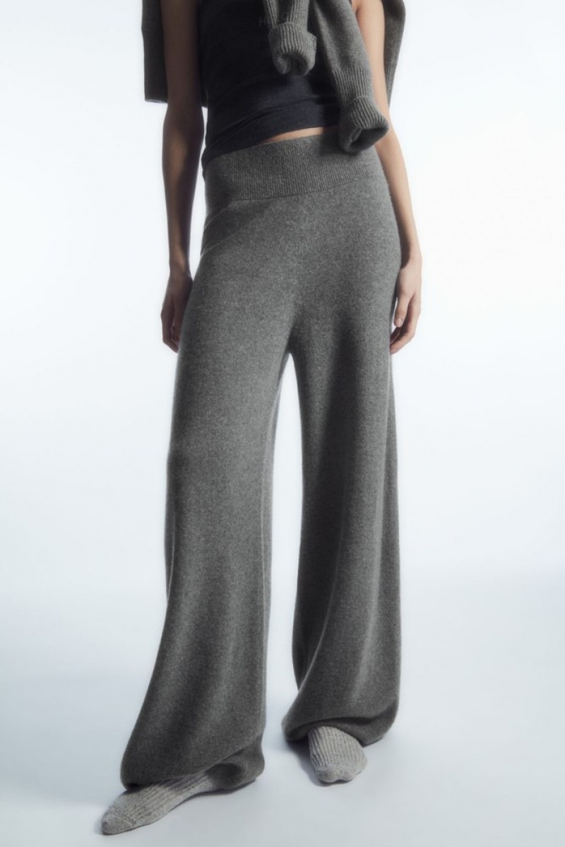 COS Larges-Leg Pure Cashmere Pants Gray | 239547-IQJ