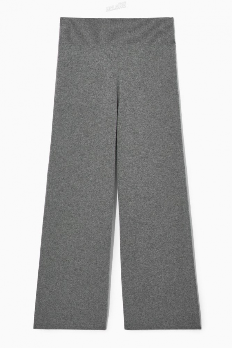 COS Larges-Leg Pure Cashmere Pants Gray | 239547-IQJ