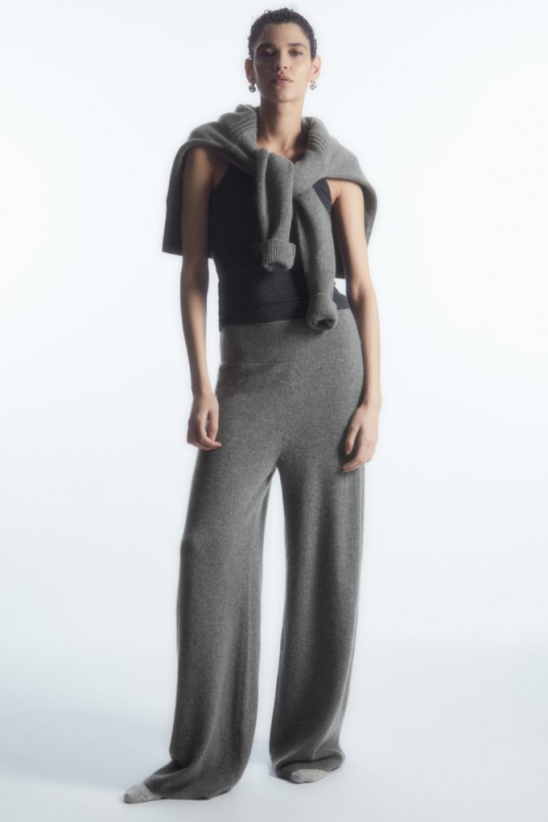 COS Larges-Leg Pure Cashmere Pants Gray | 239547-IQJ