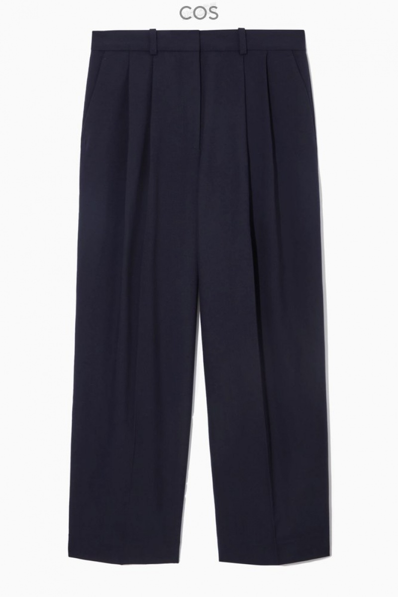 COS Larges-Leg Tailored Laine Pants Bleu Marine | 946830-WZT