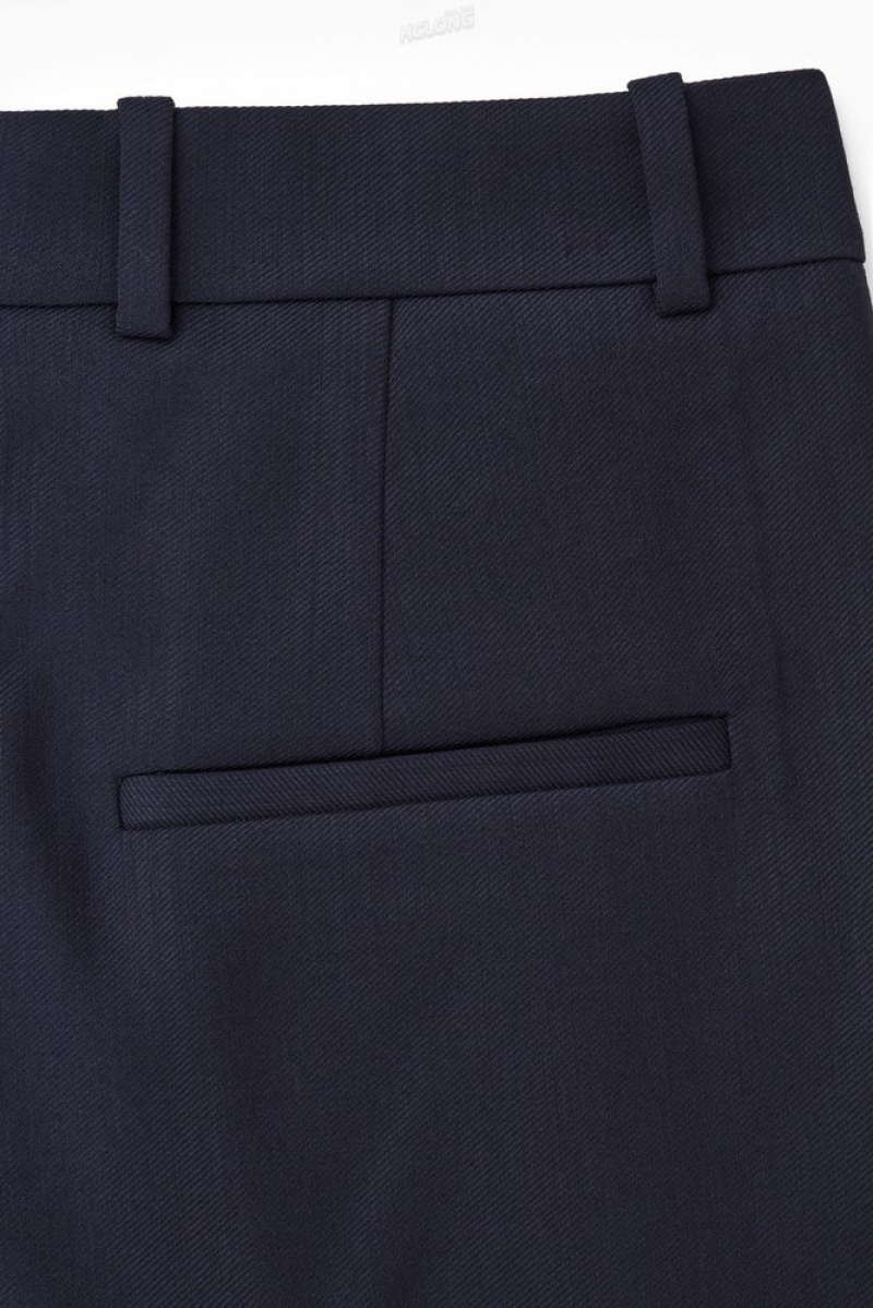 COS Larges-Leg Tailored Laine Pants Bleu Marine | 279306-GDU