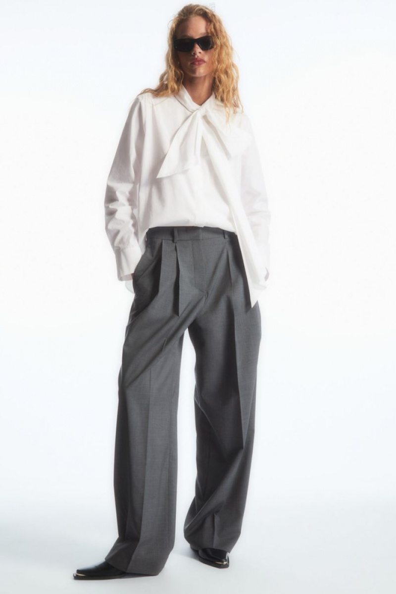 COS Larges-Leg Tailored Laine Trousers Rose | 430952-ITM