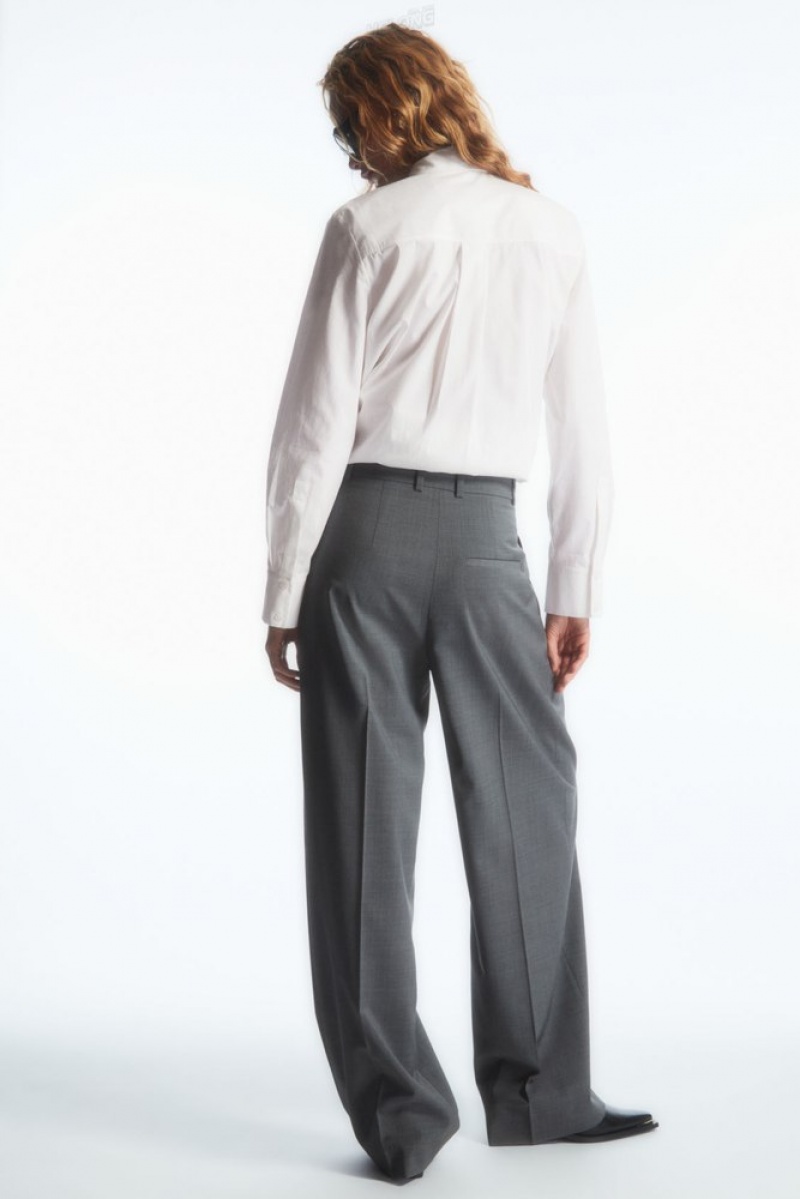 COS Larges-Leg Tailored Laine Trousers Rose | 430952-ITM