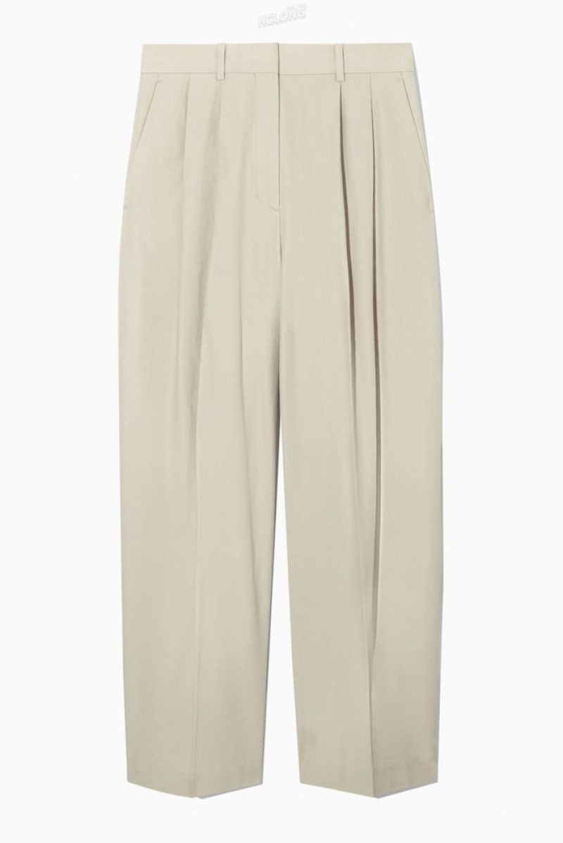 COS Larges-Leg Tailored Trousers Beige | 197408-ISY