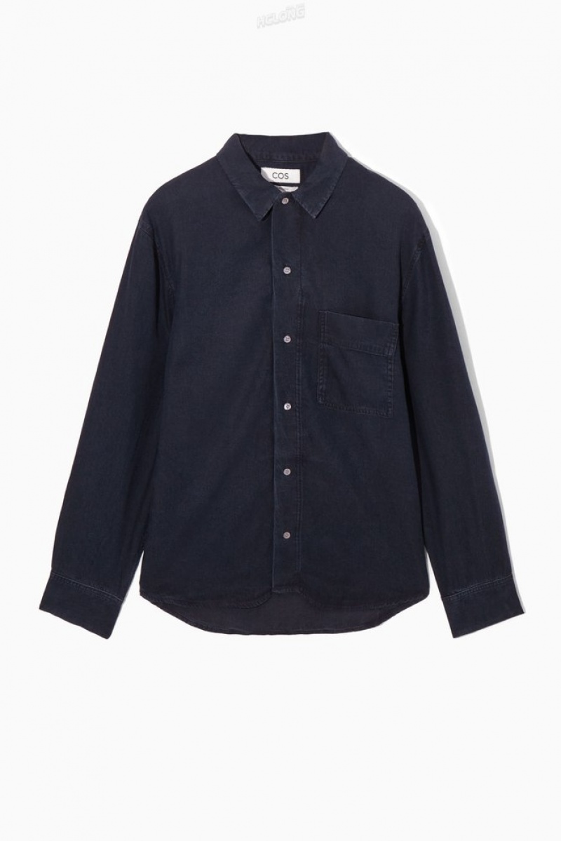 COS Legere Denim Shirt Bleu Marine | 651480-EGD