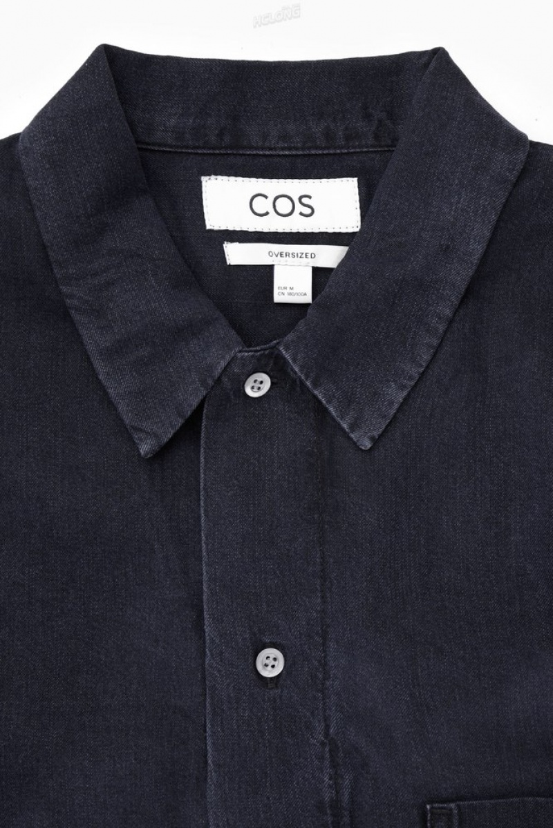 COS Legere Denim Shirt Bleu Marine | 651480-EGD