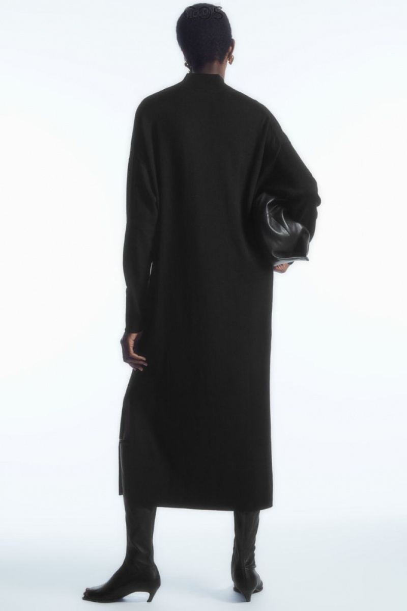 COS Legere Merino-Laine Turtleneck Robe Noir | 821507-WAK