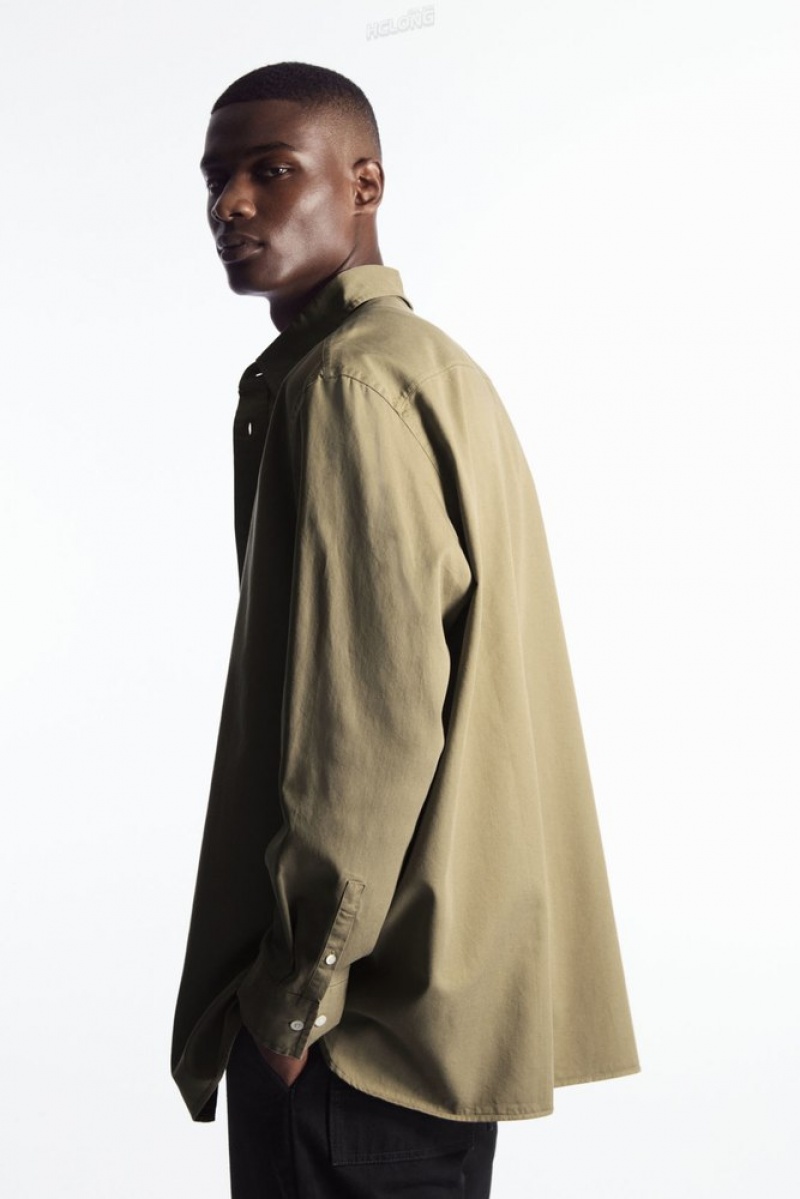 COS Legere Twill Shirt Vert Clair | 147290-ZDU