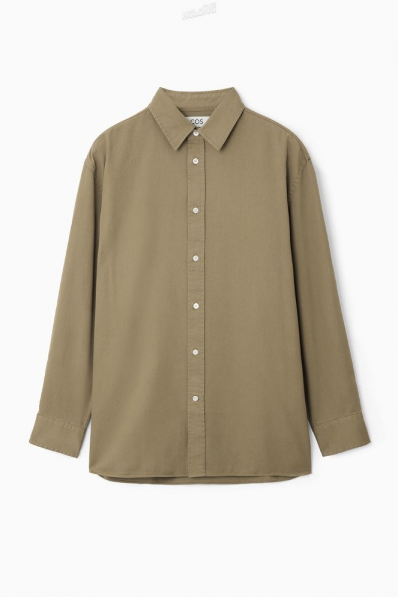 COS Legere Twill Shirt Vert Clair | 147290-ZDU