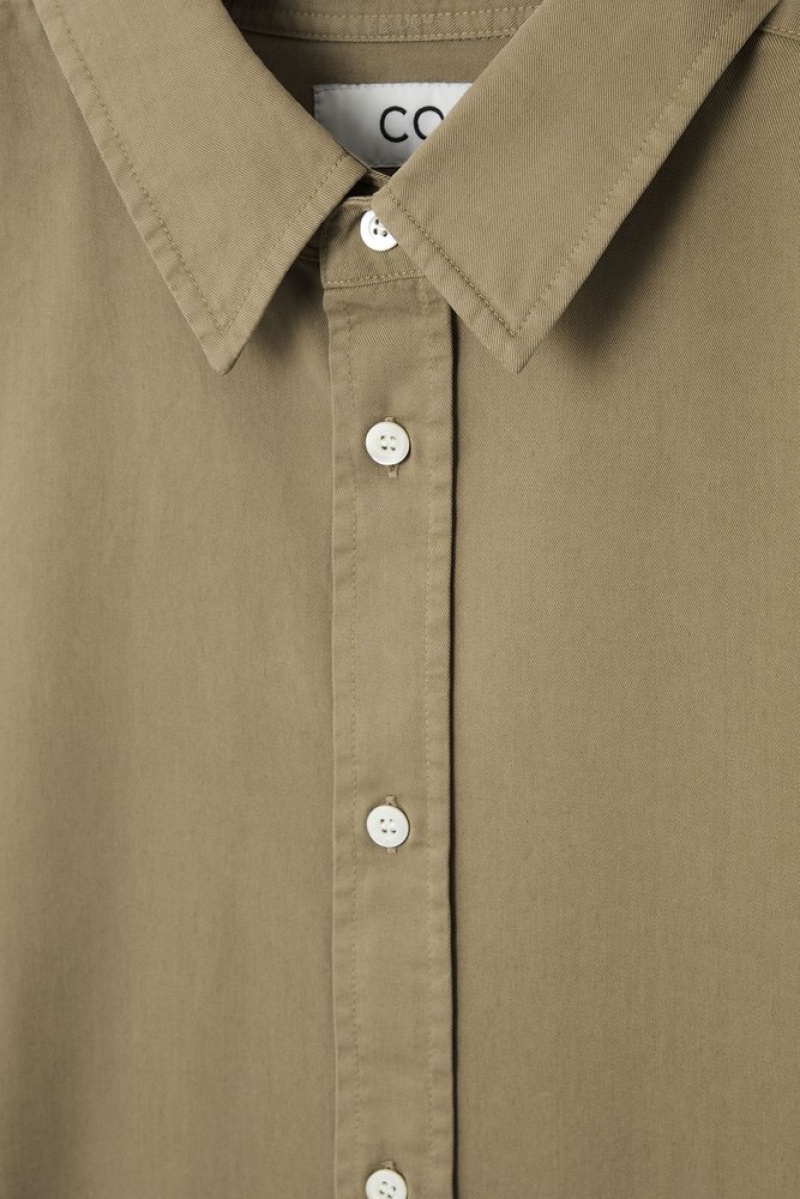 COS Legere Twill Shirt Vert Clair | 147290-ZDU