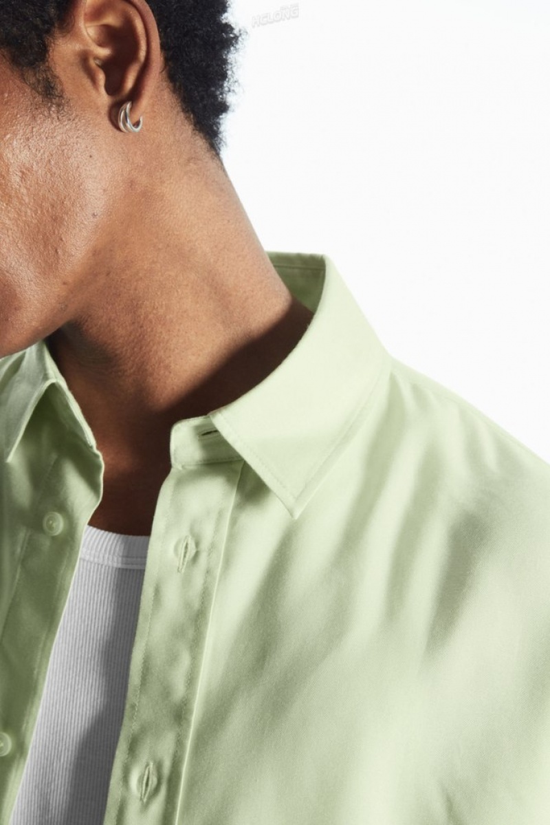 COS Legere Twill Shirt Vert Clair | 403962-RFT