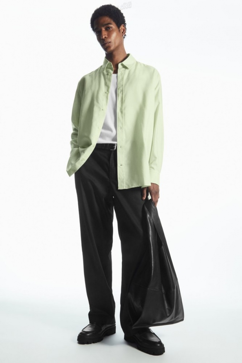 COS Legere Twill Shirt Vert Clair | 403962-RFT