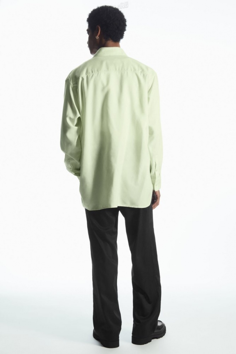 COS Legere Twill Shirt Vert Clair | 403962-RFT