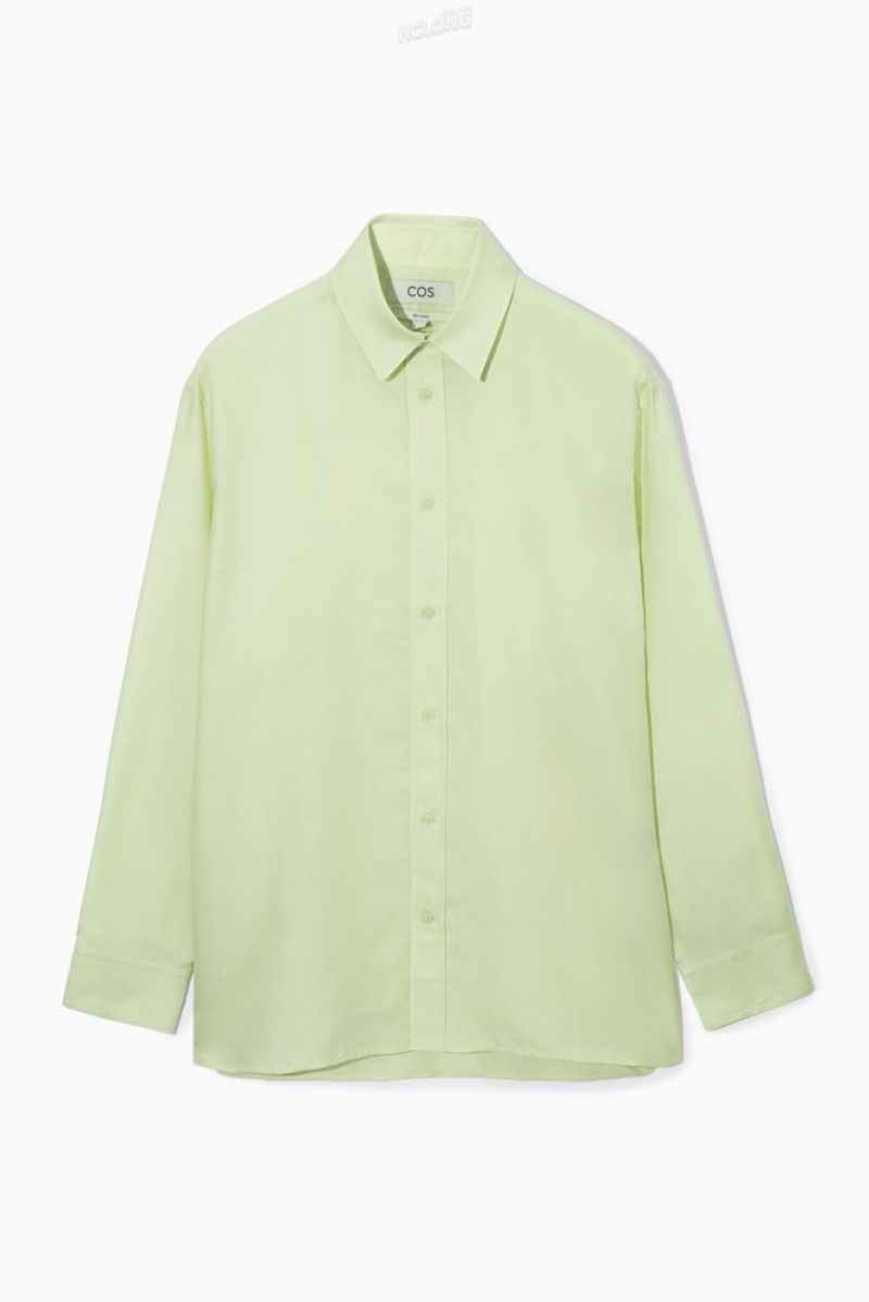 COS Legere Twill Shirt Vert Clair | 403962-RFT