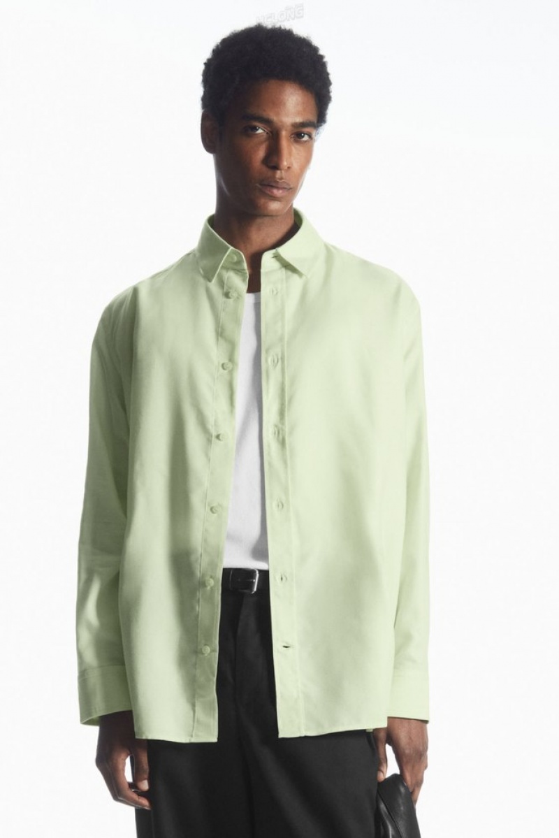 COS Legere Twill Shirt Vert Clair | 403962-RFT