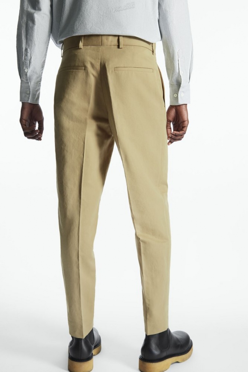 COS Linen And Coton-Blend Tailored Pants Beige | 917840-PKO