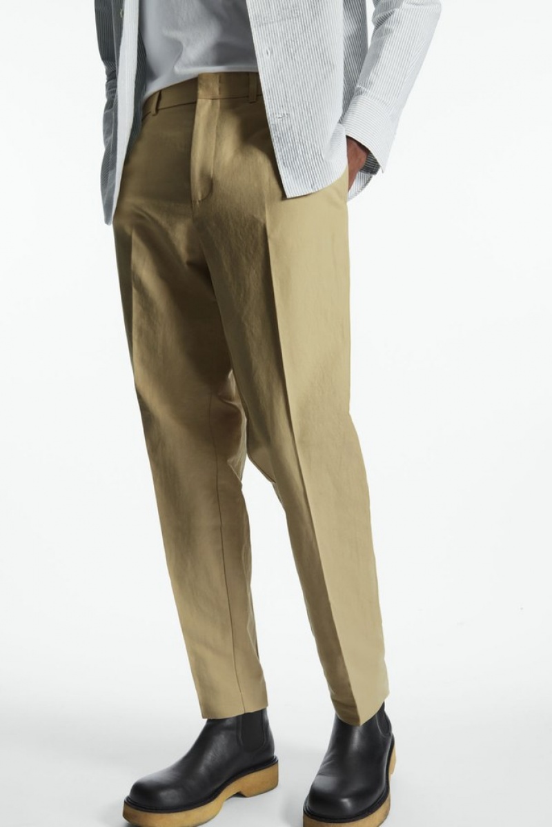 COS Linen And Coton-Blend Tailored Pants Beige | 917840-PKO