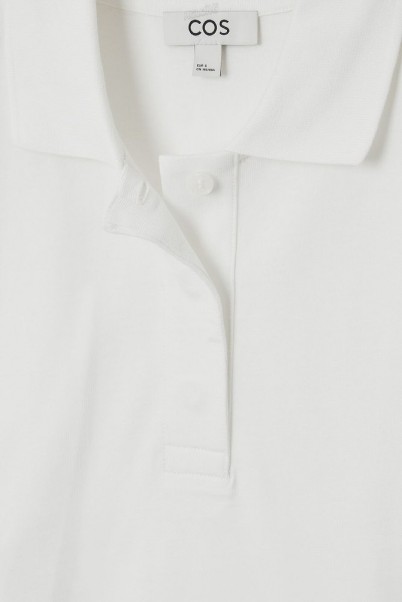 COS Long-Sleeved Polo Shirt Blanche | 863210-DTS