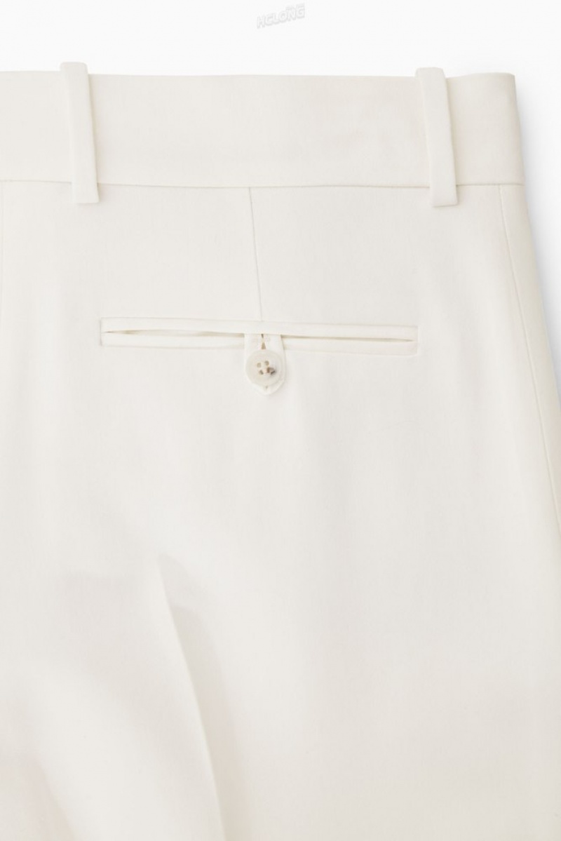 COS Low-Rise Droit-Leg Crepe Trousers Blanche | 490782-FRJ