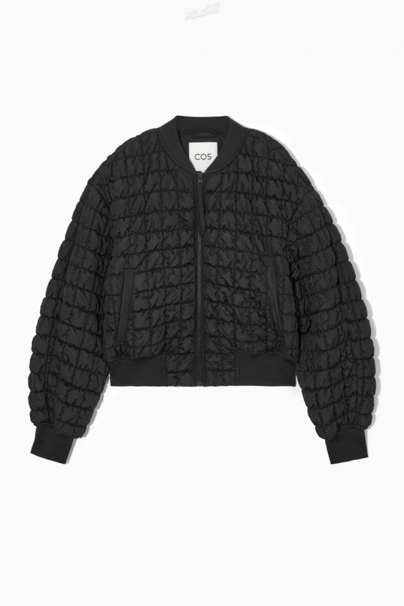 COS Matelassé Bomber Jacket Noir | 629437-CIM