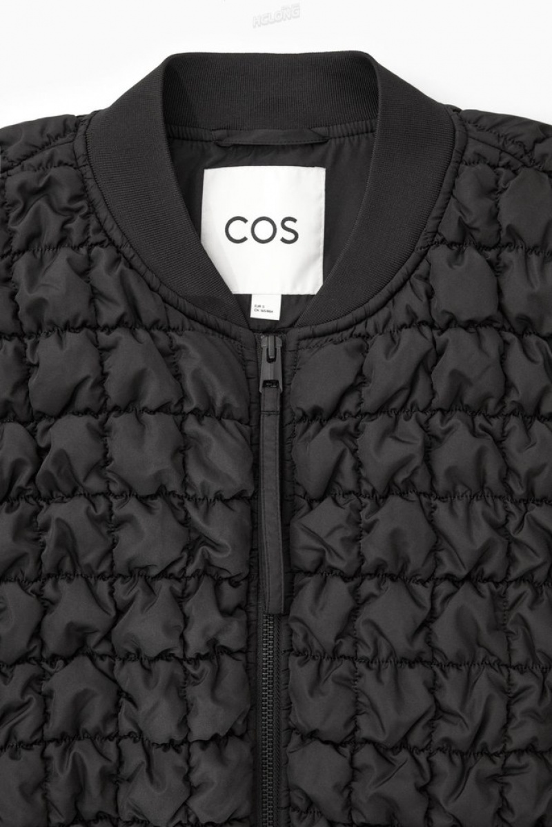 COS Matelassé Bomber Jacket Noir | 629437-CIM