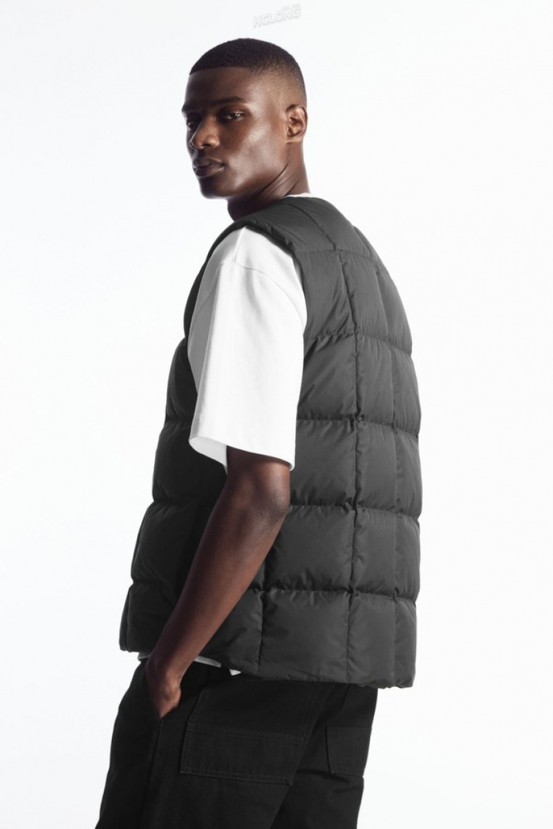 COS Matelassé Rembourré Liner Gilet Noir | 468731-VAL