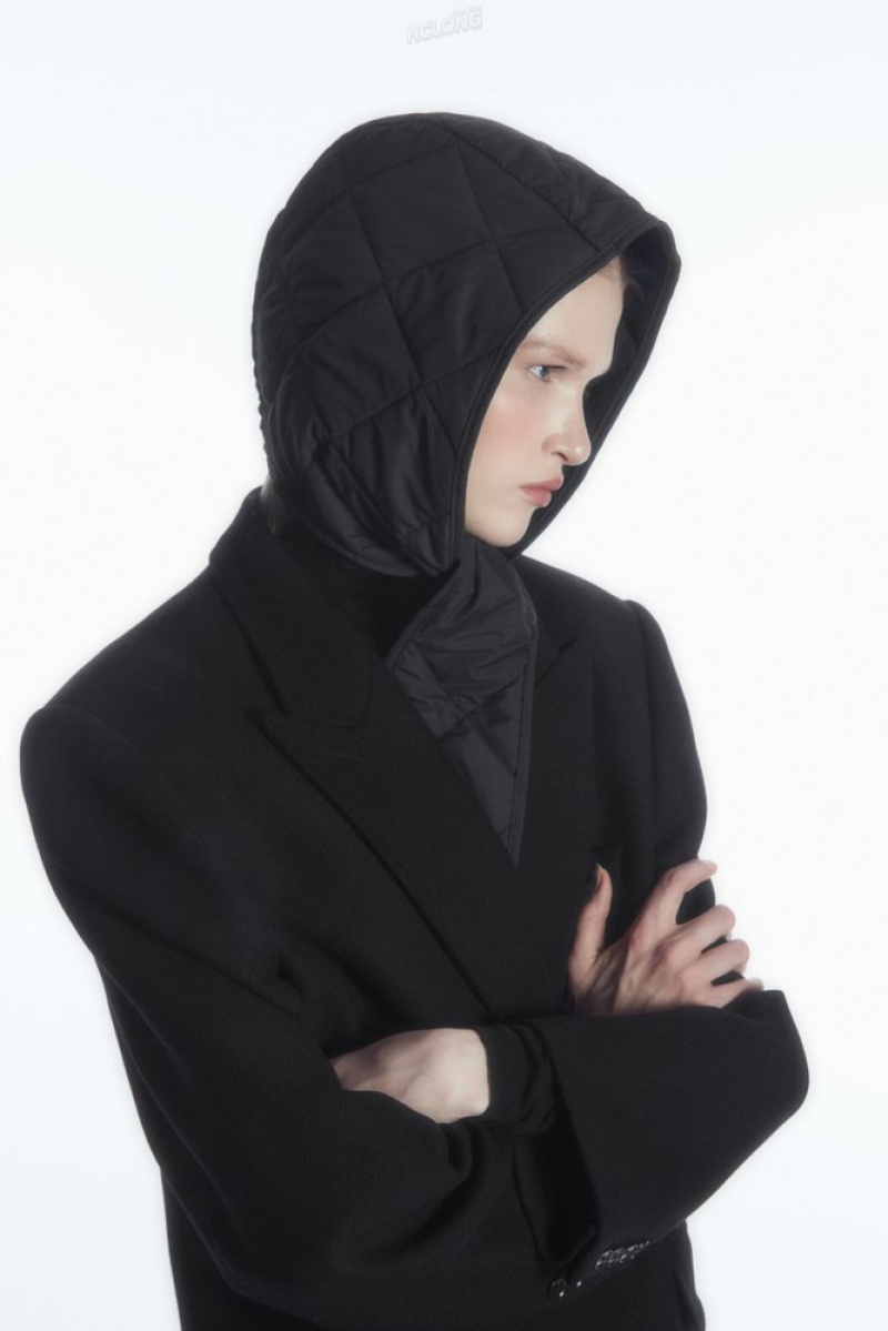 COS Matelassé Tie-Front Hood Noir | 298506-TXS