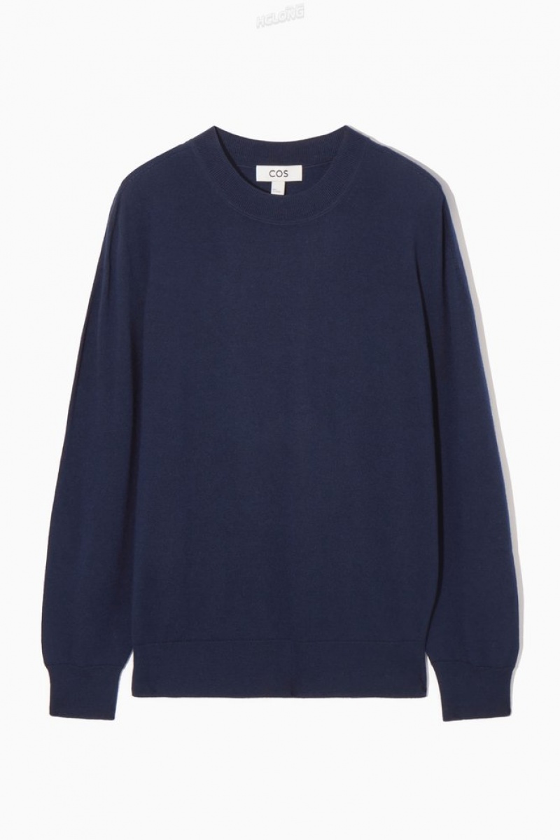 COS Merino Laine Jumper Bleu Marine | 483106-SAG