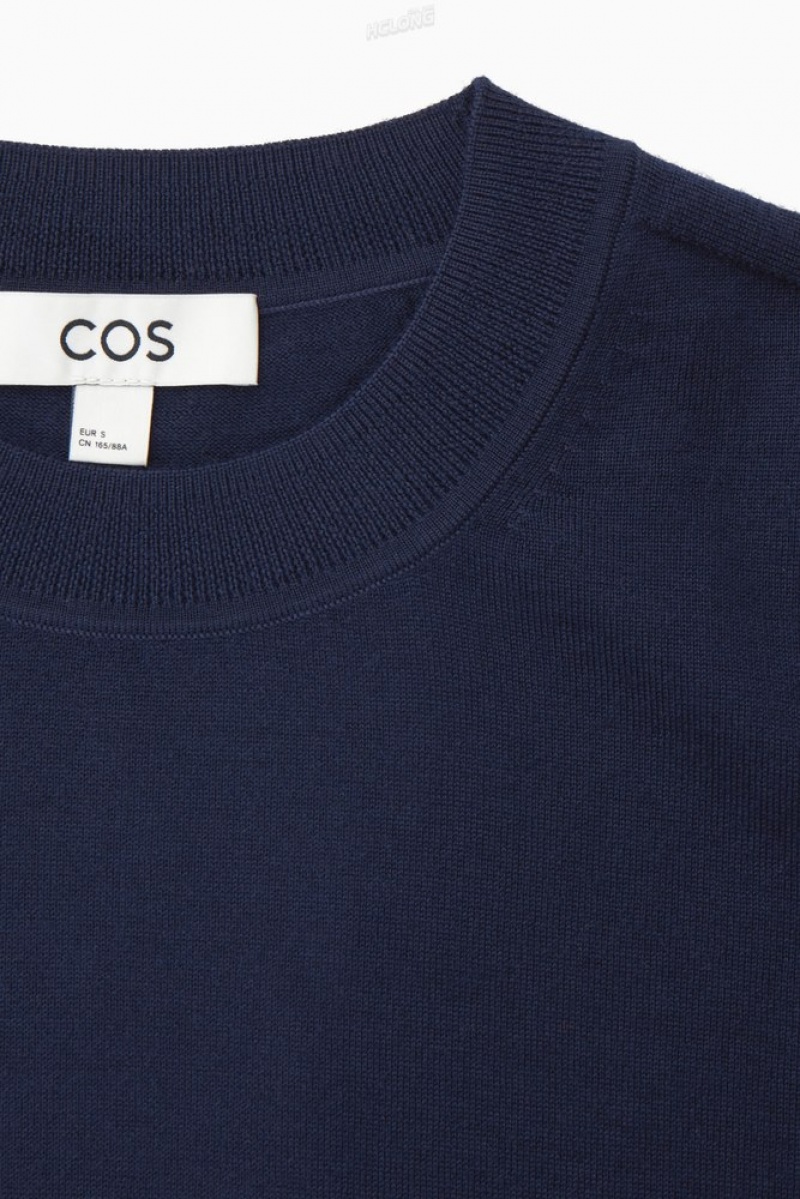 COS Merino Laine Jumper Bleu Marine | 483106-SAG