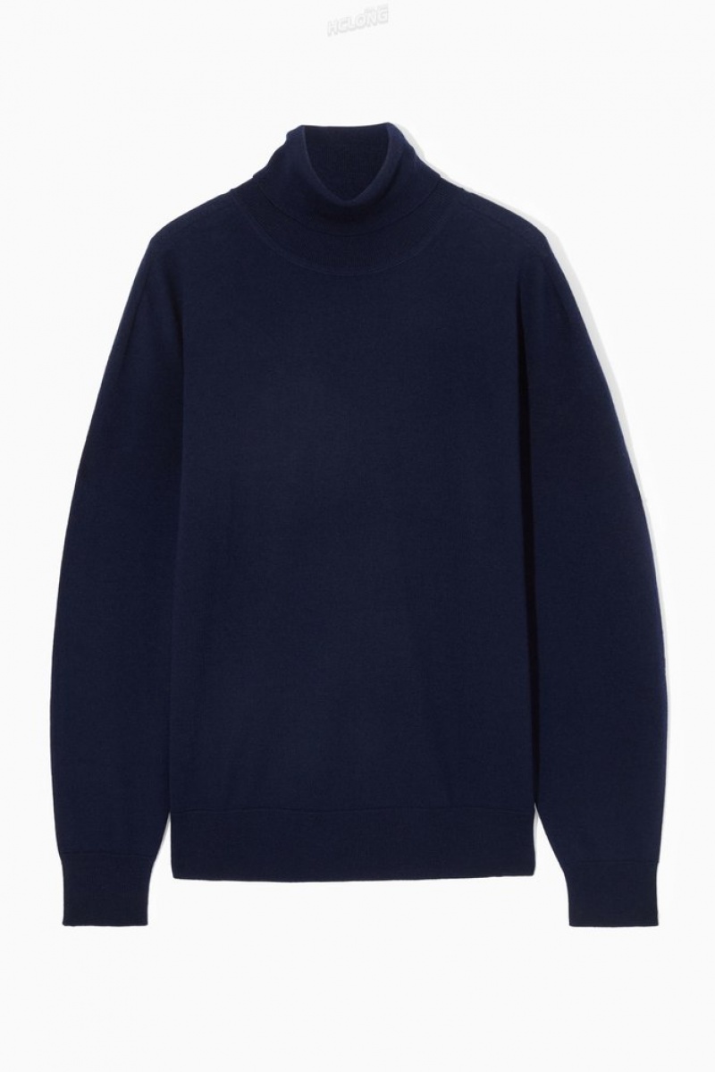 COS Merino Laine Roll-Neck Jumper Bleu Marine | 235408-URN