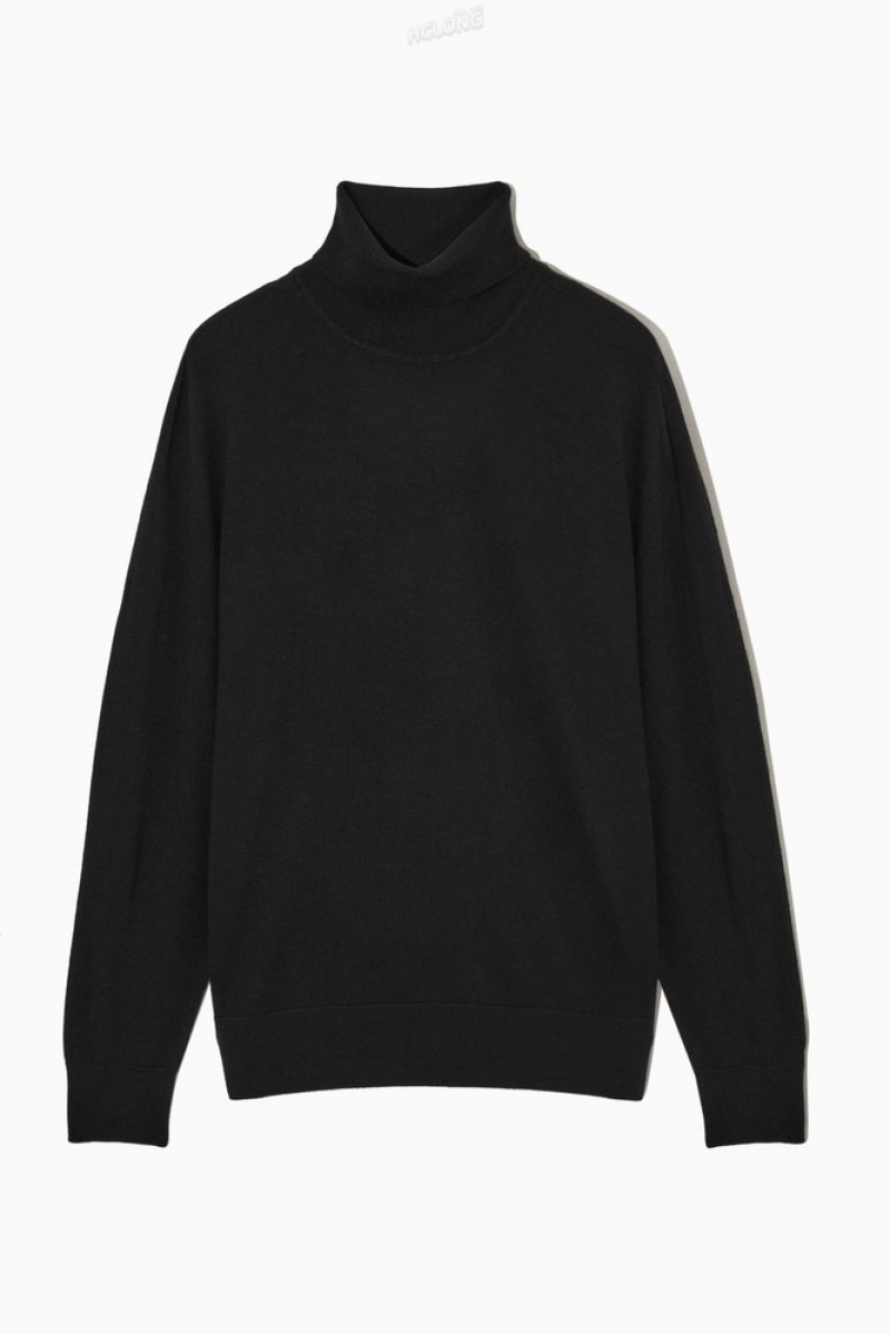 COS Merino Laine Roll-Neck Jumper Noir | 437201-SPH