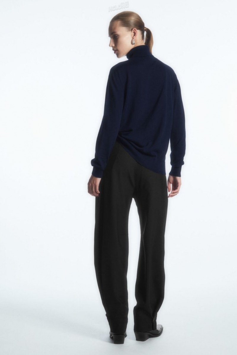 COS Merino Laine Roll-Neck Pull Noir | 780643-PXV