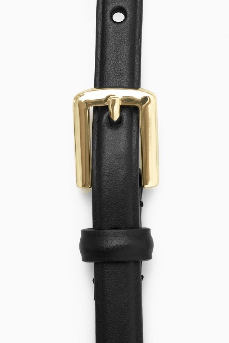 COS Mince Cuir Belt Noir | 283179-DKZ