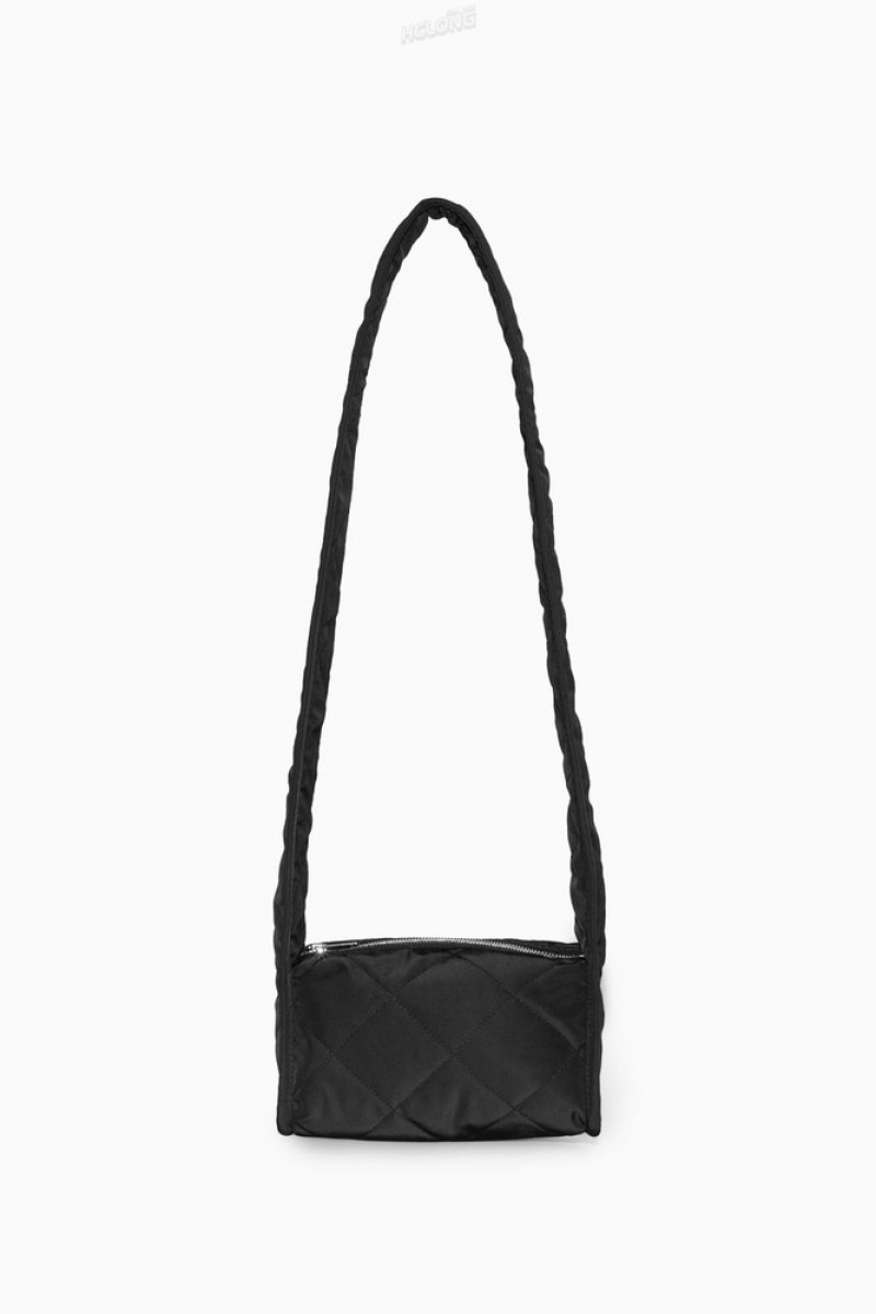 COS Mini Diamond-Matelassé Crossbody Bag Noir | 061359-ULO