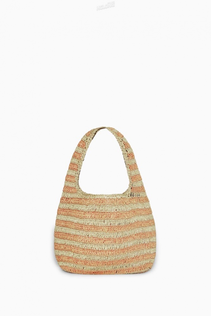 COS Mini Shoulder Bag - Raffia Beige Orange | 340658-ISF