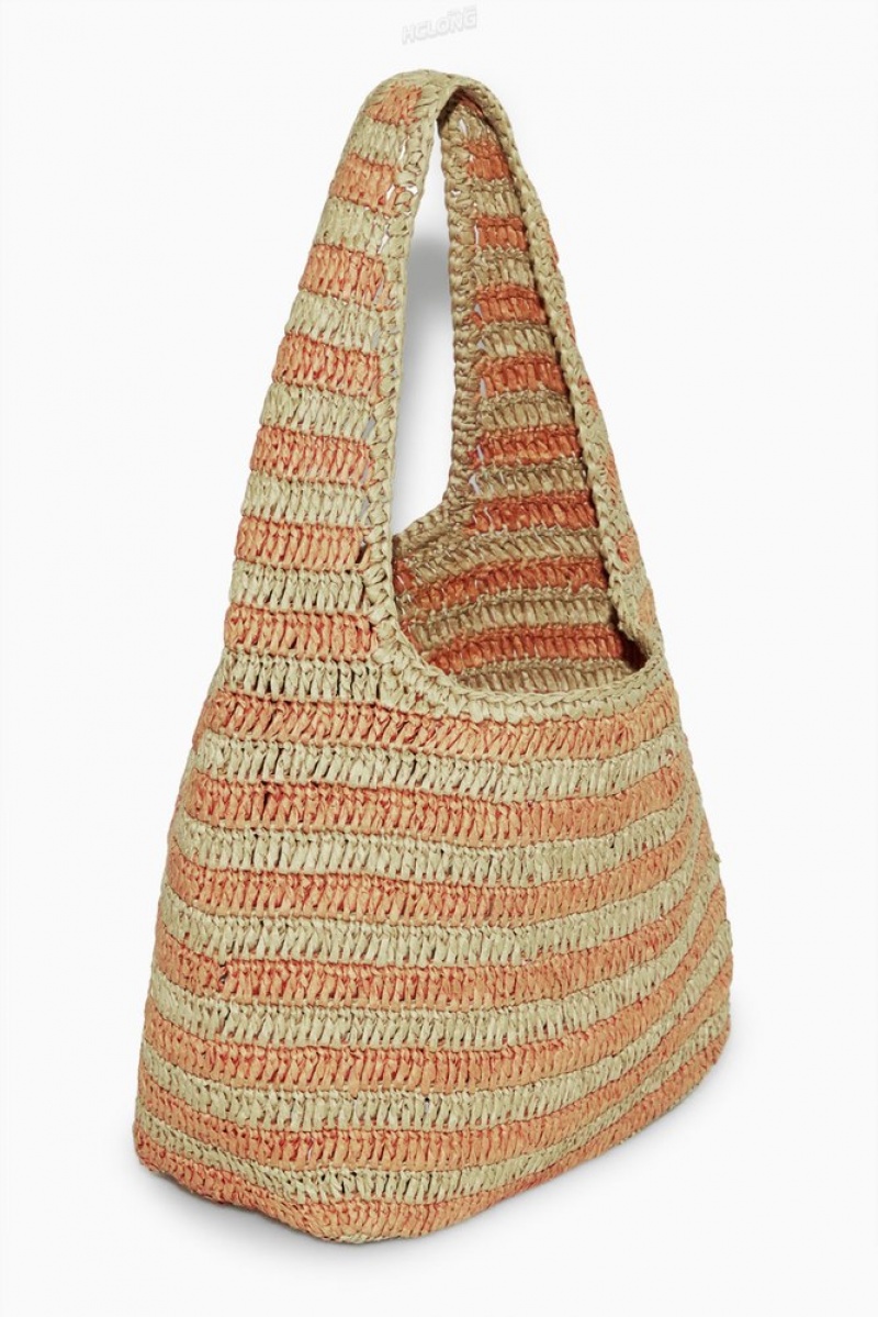 COS Mini Shoulder Bag - Raffia Beige Orange | 340658-ISF