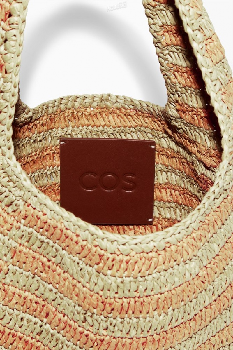 COS Mini Shoulder Bag - Raffia Beige Orange | 340658-ISF