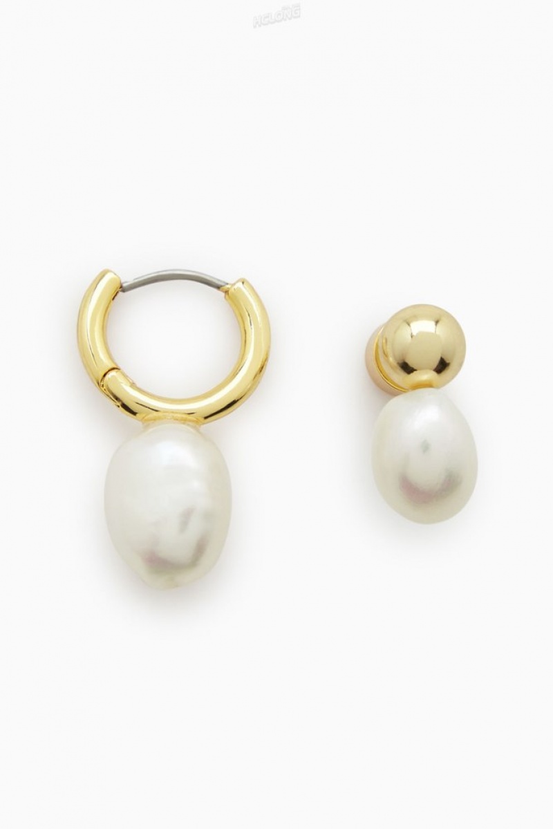 COS Mismatched Pearl Earrings Doré | 173506-PWI