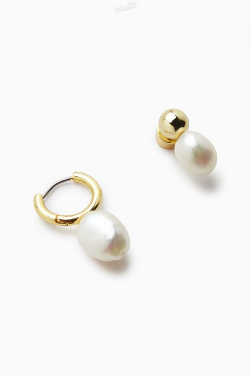 COS Mismatched Pearl Earrings Doré | 173506-PWI