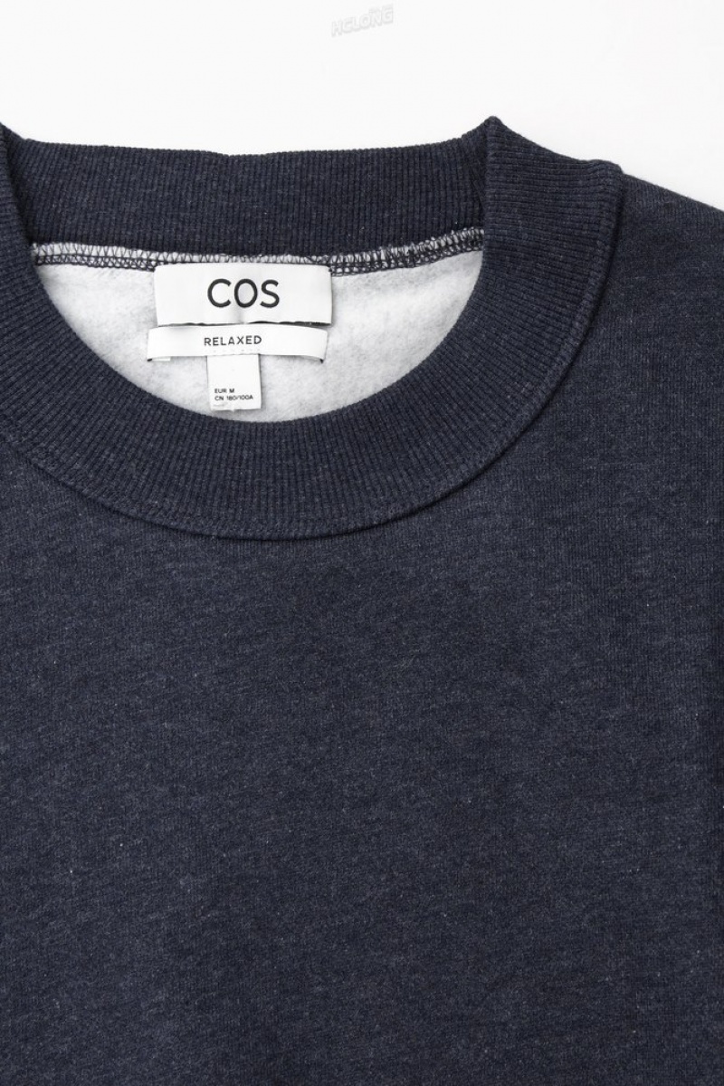 COS Mock-Neck Sweatshirt Bleu Marine | 729860-YZX