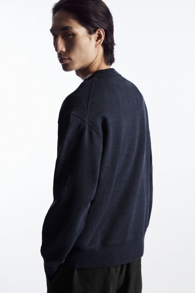 COS Mock-Neck Sweatshirt Bleu Marine | 729860-YZX