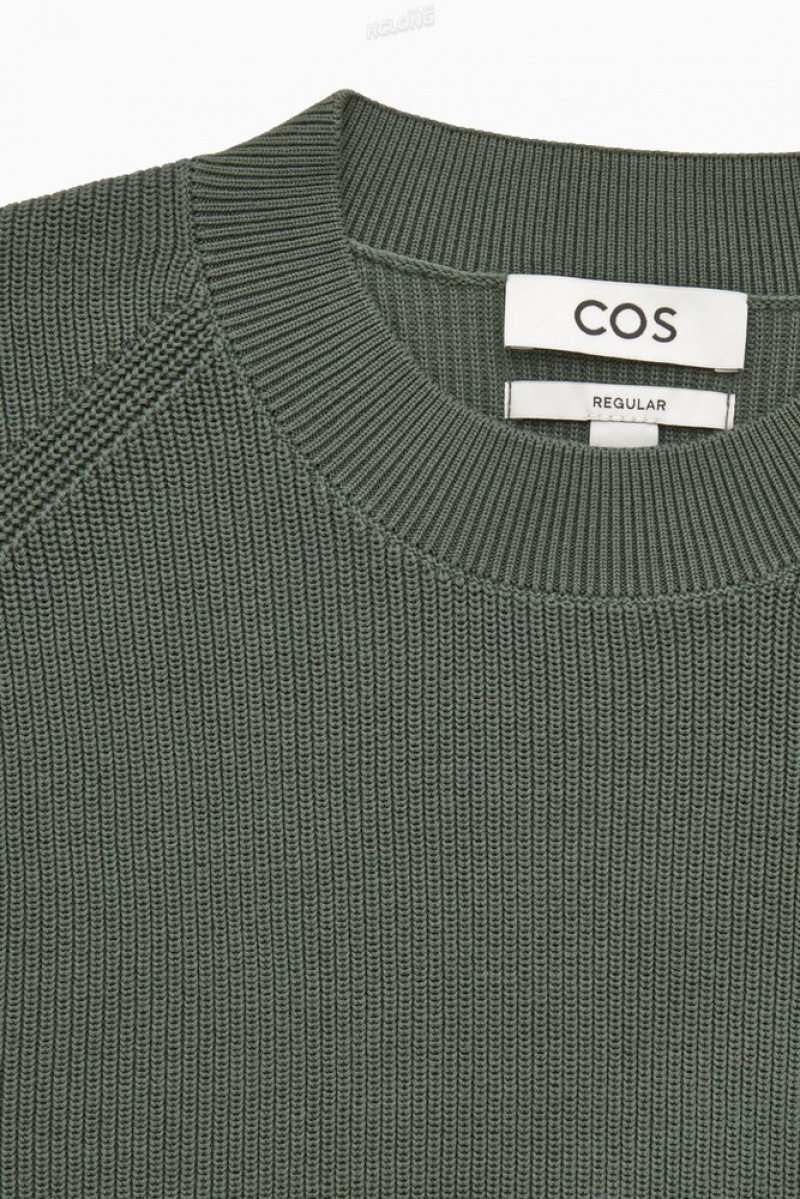 COS Nervuré-Knit Jumper Vert Foncé | 120564-QMW