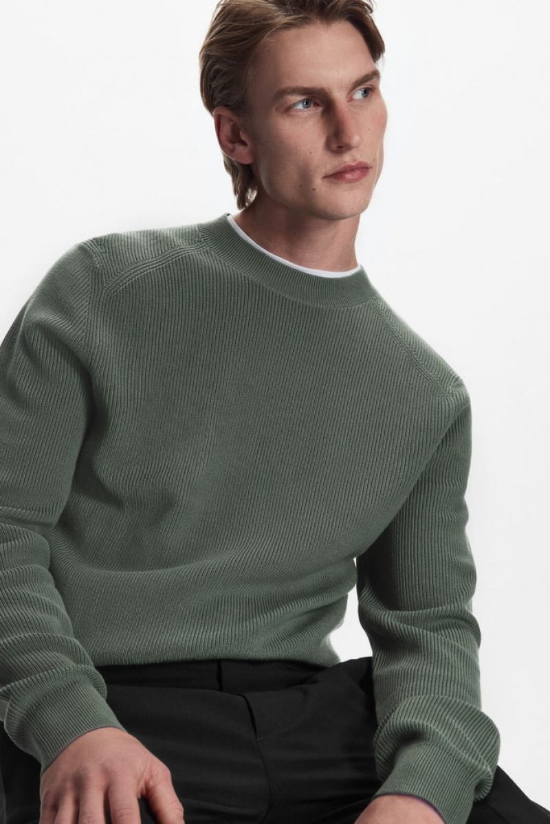 COS Nervuré-Knit Jumper Vert Foncé | 120564-QMW