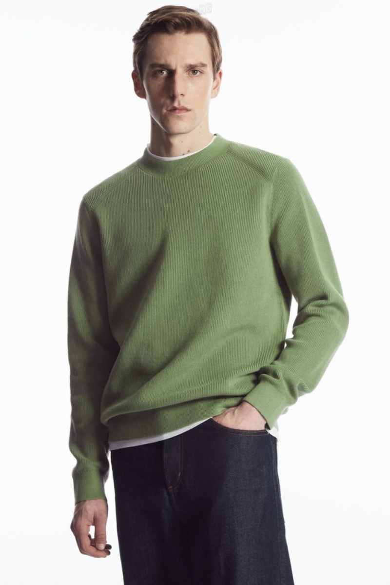 COS Nervuré-Knit Jumper Vert Foncé | 784036-GHT