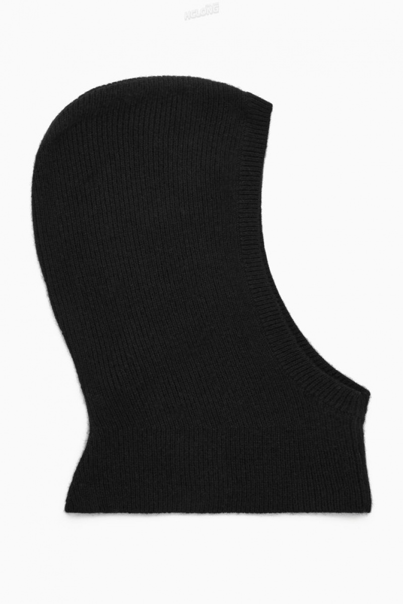 COS Nervuré Laine-Cashmere Balaclava Noir | 021789-UVM