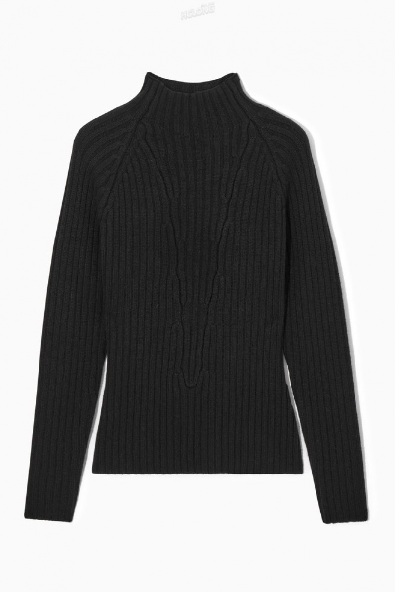 COS Nervuré Pure Cashmere Turtleneck Jumper Off-White | 369482-EHI