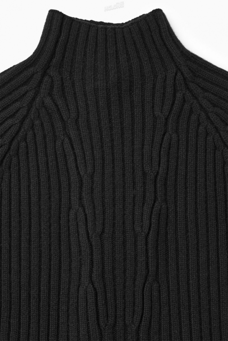 COS Nervuré Pure Cashmere Turtleneck Jumper Off-White | 369482-EHI